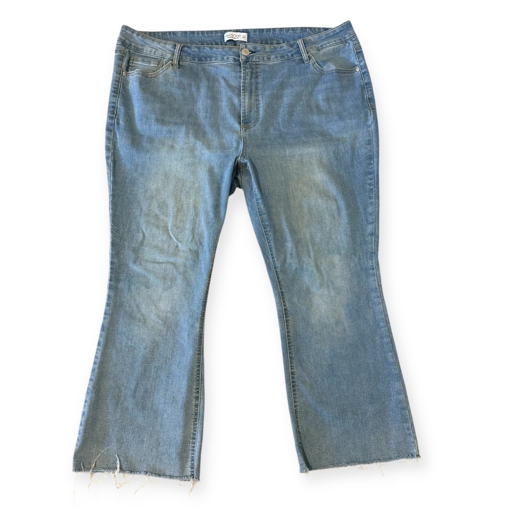 Vanilla Star Womens Jeans Size 22W‎ Light Wash Bootcut Raw Hem Denim Stretch